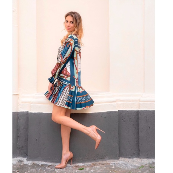 NWT ZARA Printed Dress Chain Print XS Blogger Fav - Picture 2 of 9